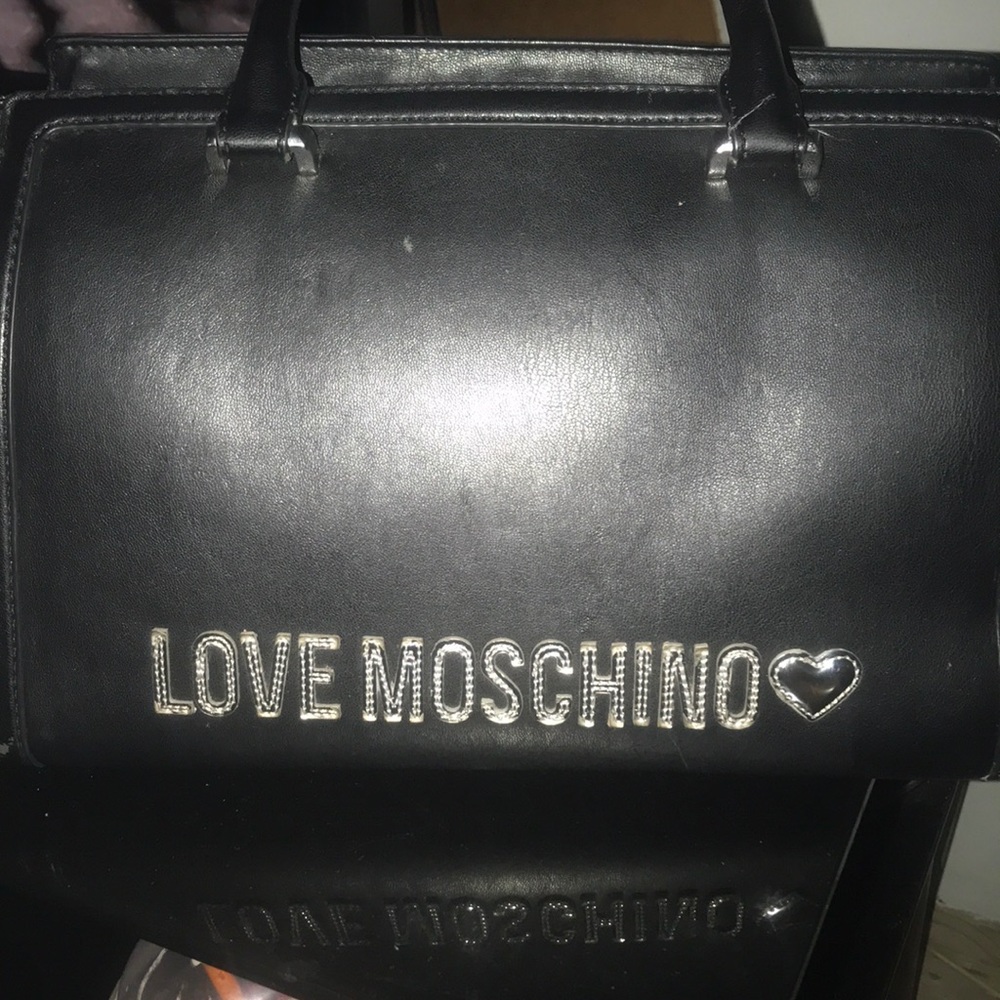 Moschino black leather handbag